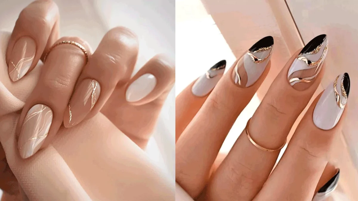 Elegant minimalist nails with glitter